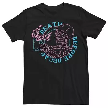 Мужская футболка Death Before Decaf с неоновым скелетом Licensed Character
