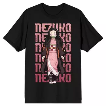 Мужская футболка Demon Slayer Nezuko с повторяющимся рисунком и рисунком Licensed Character, черный