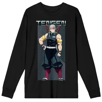 Мужская футболка Demon Slayer Tengen Uzui с длинным рукавом Licensed Character, черный