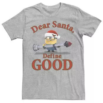 Мужская футболка Despicable Me Minions Dear Santa Define Good Tee Licensed Character, цвет Athletic Heather