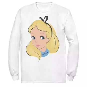 Мужская футболка Disney «Алиса в стране чудес Алиса» с большим лицом Licensed Character