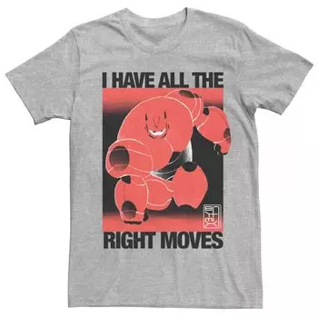 Мужская футболка Disney Big Hero 6 Baymax All The Right Moves с рисунком Licensed Character