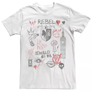 Мужская футболка Disney Cruella Rebel Fashion Sketches Licensed Character