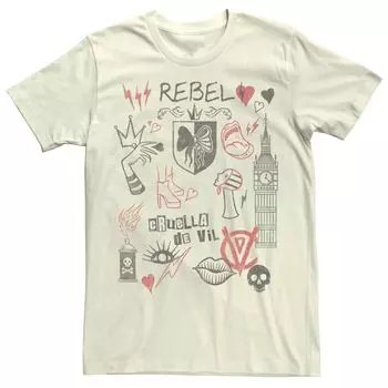 Мужская футболка Disney Cruella Rebel Fashion Sketches Licensed Character