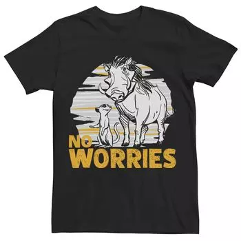 Мужская футболка Disney King Lion King No Worries с короткими рукавами Licensed Character, черный