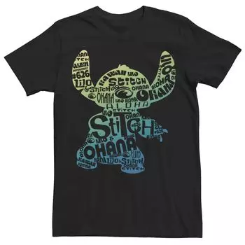 Мужская футболка Disney Lilo & Stitch Silhouette с градиентной заливкой и надписью Licensed Character