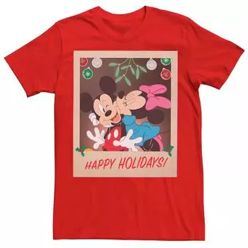 Мужская футболка Disney Mickey And Minnie Happy Holidays с рождественским портретом Licensed Character
