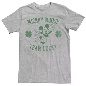 Мужская футболка Disney Mickey Mouse Team Lucky Green Hue Stamp Licensed Character