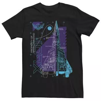 Мужская футболка Disney/Pixar Lightyear Property Of The Star Command XL-01 с космическим кораблем Licensed Character
