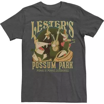 Мужская футболка Disney's A Goofy Movie Lester's Possum Park Licensed Character, цвет Charcoal Heather