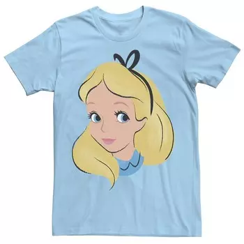 Мужская футболка Disney's Alice In Wonderland Alice с большим лицом Licensed Character, цвет Light Blue