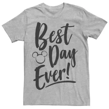 Мужская футболка Disney's Best Day Every с силуэтом Микки Хэда Licensed Character, цвет Athletic Heather