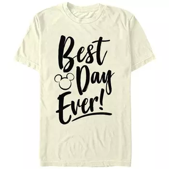 Мужская футболка Disney's Best Day Every с силуэтом Микки Хэда Licensed Character, цвет Natural