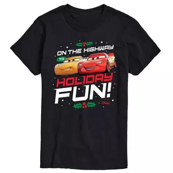 Мужская футболка Disney's Cars Highway To Holiday с забавным рисунком, черный