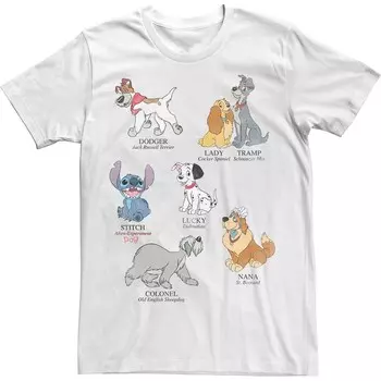 Мужская футболка Disney's Dog Breeds Animal Licensed Character, белый