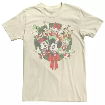 Мужская футболка Disney's Group Shot Christmas Wreath, цвет Natural