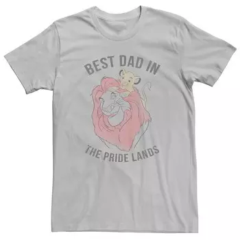 Мужская футболка Disney's King Lion Simba Mufasa Best Dad In The Pride Lands Licensed Character, цвет Silver
