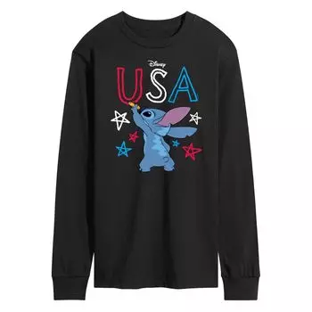 Мужская футболка Disney's Lilo and Stitch USA Stitch Crayon с длинными рукавами и рисунком
