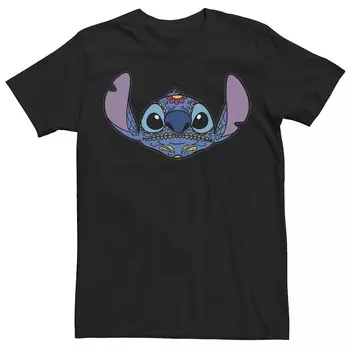 Мужская футболка Disney's Lilo & Stitch Halloween Sugar Skull Stitch Licensed Character, черный