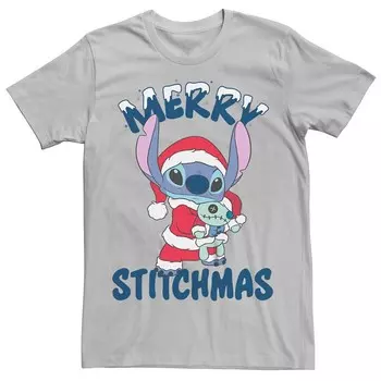 Мужская футболка Disney's Lilo & Stitch Merry Stitchmas Stitch Licensed Character, цвет Silver