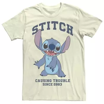 Мужская футболка Disney's Lilo & Stitch, вызывающая проблемы с 2003 года Licensed Character, цвет Natural