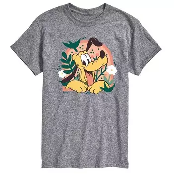 Мужская футболка Disney's Mickey Mouse & Friends Pluto с рисунком растений, цвет Heather Gray