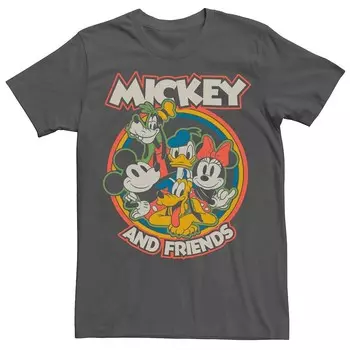Мужская футболка Disney's Mickey Mouse Friends в стиле ретро Licensed Character, цвет Charcoal