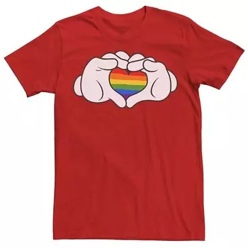 Мужская футболка Disney's Mickey Mouse Rainbow в форме сердца с руками Licensed Character, красный