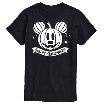 Мужская футболка Disney's Mickey Mouse с изображением тыквы Happy Halloween, черный
