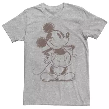 Мужская футболка Disney's Mickey Mouse с оригинальным рисунком и карандашным наброском Licensed Character, цвет Med Grey