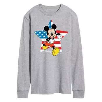 Мужская футболка Disney's Mickey Mouse с флагом США и длинным рукавом Licensed Character