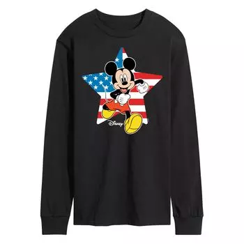 Мужская футболка Disney's Mickey Mouse с флагом США и длинным рукавом Licensed Character