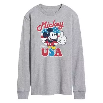 Мужская футболка Disney's Mickey Mouse USA с длинными рукавами и рисунком Licensed Character