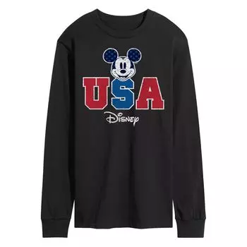Мужская футболка Disney's Mickey Mouse USA с длинными рукавами и рисунком Licensed Character
