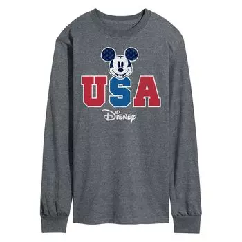 Мужская футболка Disney's Mickey Mouse USA с длинными рукавами и рисунком Licensed Character
