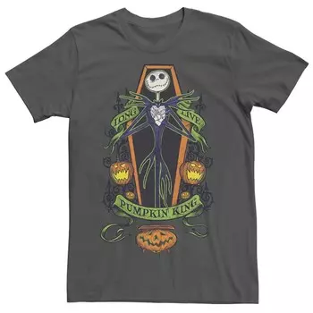 Мужская футболка Disney's Nightmare Before Christmas Jack Skellington Long Live Pumpkin King Coffin Licensed Character, цвет Charcoal