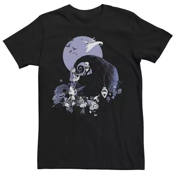 Мужская футболка Disney's Nightmare Before Christmas с рисунком классической сцены Licensed Character, черный
