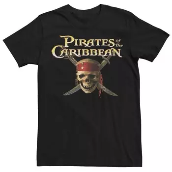 Мужская футболка Disney's Pirates Of The Caribbean с черепом и крестиком Licensed Character, черный