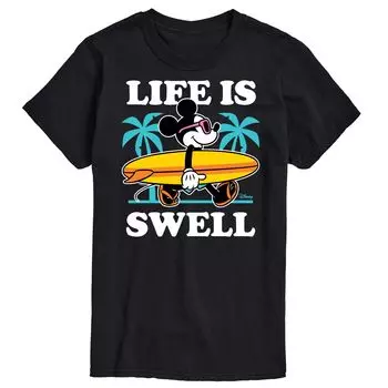 Мужская футболка Disney's с изображением Микки Мауса и пальмами «Life Is Swell» Licensed Character