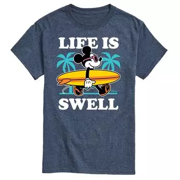 Мужская футболка Disney's с изображением Микки Мауса и пальмами «Life Is Swell» Licensed Character