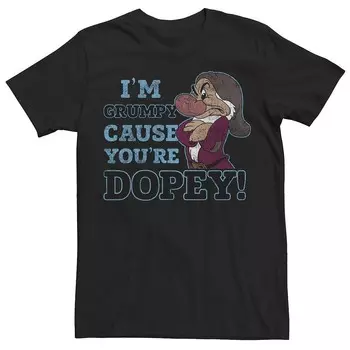 Мужская футболка Disney's Snow White Grumpy, потому что ты Dopey Licensed Character, черный
