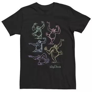 Мужская футболка Disney's The Jungle Book Neon King Louies Licensed Character, черный