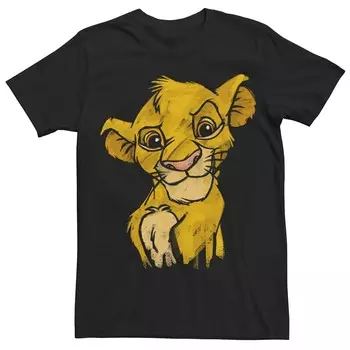 Мужская футболка Disney's The Lion King Simba Crown Prince с портретом Licensed Character, черный