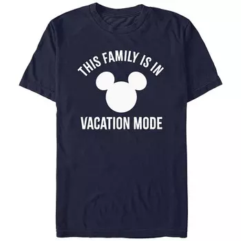 Мужская футболка Disney's This Family Is In Vacation Mode с логотипом Микки Хэда Licensed Character, темно-синий