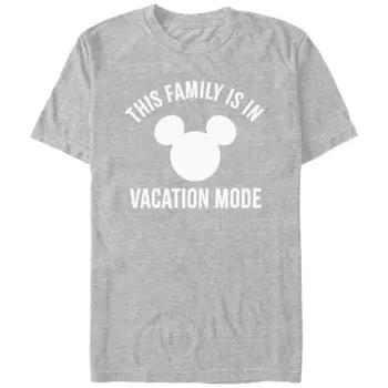Мужская футболка Disney's This Family Is In Vacation Mode с логотипом Микки Хэда Licensed Character, цвет Athletic Heather