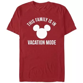 Мужская футболка Disney's This Family Is In Vacation Mode с логотипом Микки Хэда Licensed Character, цвет Cardinal
