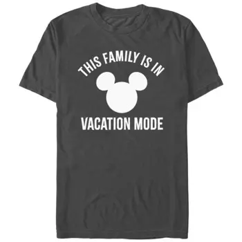 Мужская футболка Disney's This Family Is In Vacation Mode с логотипом Микки Хэда Licensed Character, цвет Charcoal