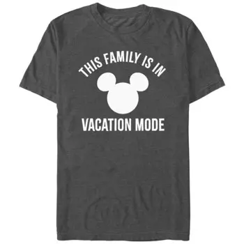 Мужская футболка Disney's This Family Is In Vacation Mode с логотипом Микки Хэда Licensed Character, цвет Charcoal Heather