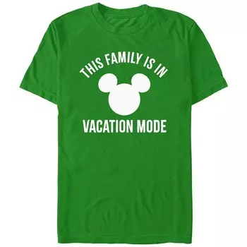 Мужская футболка Disney's This Family Is In Vacation Mode с логотипом Микки Хэда Licensed Character, цвет Kelly
