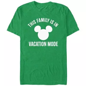 Мужская футболка Disney's This Family Is In Vacation Mode с логотипом Микки Хэда Licensed Character, цвет Kelly Heather